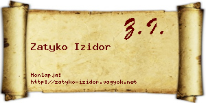 Zatyko Izidor névjegykártya